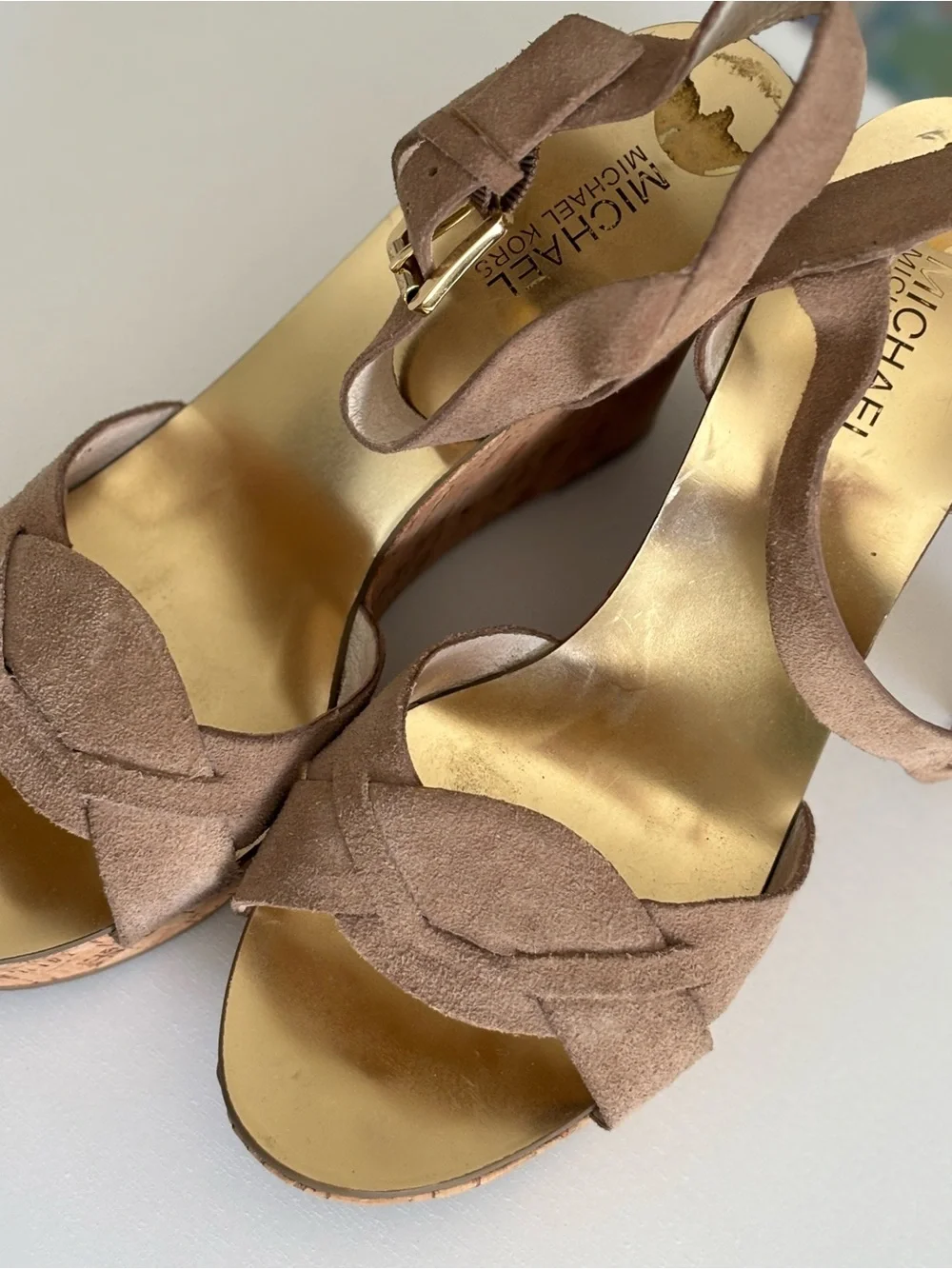 Michael Kors Suede Cork Wedge Sandals – Size 9